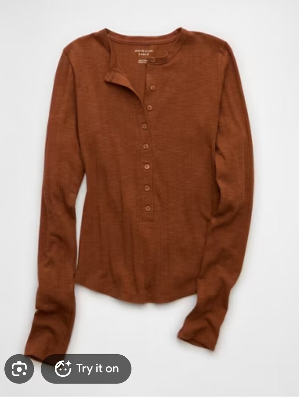 American Eagle Waffle Henley Long Sleeve Tee Medium M